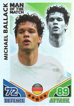 Michael Ballack Germany 2010 World Cup Match Attax Man of the Match #261